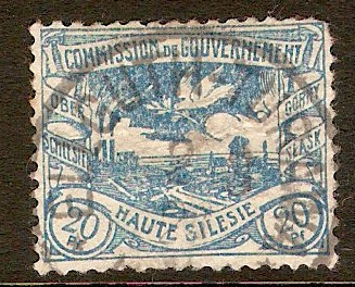 Upper Silesia 1920 20pf Blue. SG24.